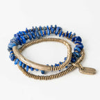 Fortune Jewel Irregular Shape Triple Wrap Lazurite Balance Bracelet