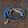 Fortune Jewel Irregular Shape Triple Wrap Lazurite Balance Bracelet