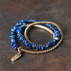 Fortune Jewel Irregular Shape Triple Wrap Lazurite Balance Bracelet