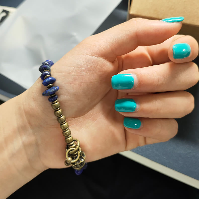 Fortune Jewel Vintage Irregular Shape Design Lazurite Positive Bracelet