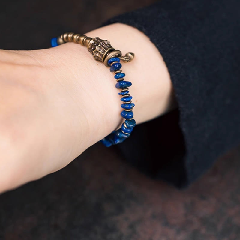 Fortune Jewel Vintage Irregular Shape Design Lazurite Positive Bracelet