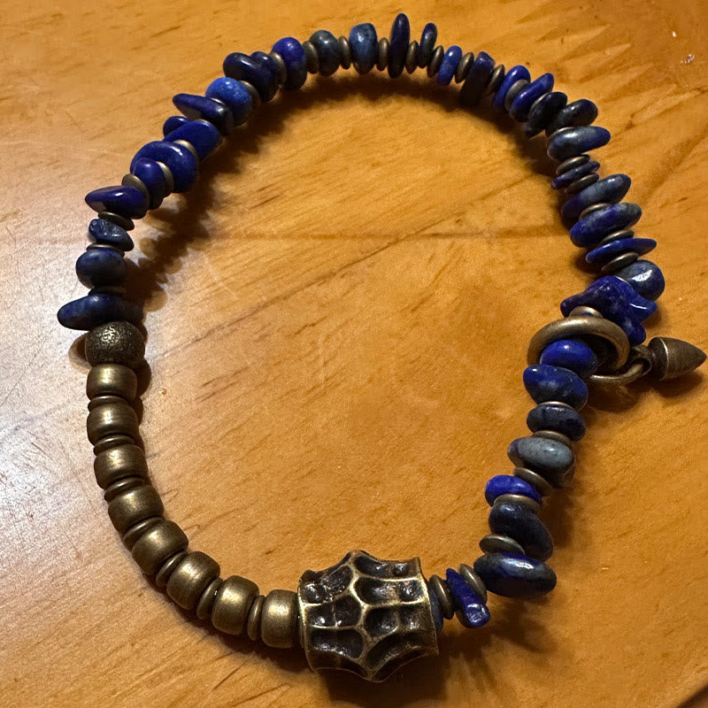 Fortune Jewel Vintage Irregular Shape Design Lazurite Positive Bracelet