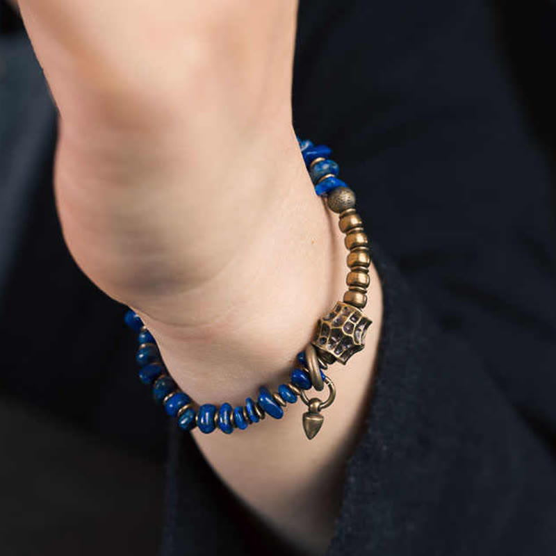 Fortune Jewel Vintage Irregular Shape Design Lazurite Positive Bracelet