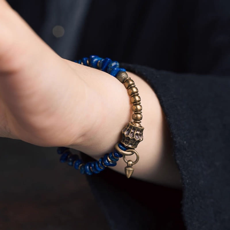 Fortune Jewel Vintage Irregular Shape Design Lazurite Positive Bracelet