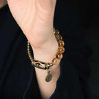 Fortune Jewel Daily Retro 10mm Citrine Beads Protection Bracelet