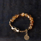 Fortune Jewel Daily Retro 10mm Citrine Beads Protection Bracelet