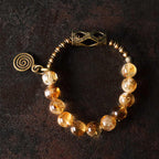 Fortune Jewel Daily Retro 10mm Citrine Beads Protection Bracelet