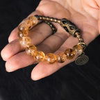 Fortune Jewel Daily Retro 10mm Citrine Beads Protection Bracelet