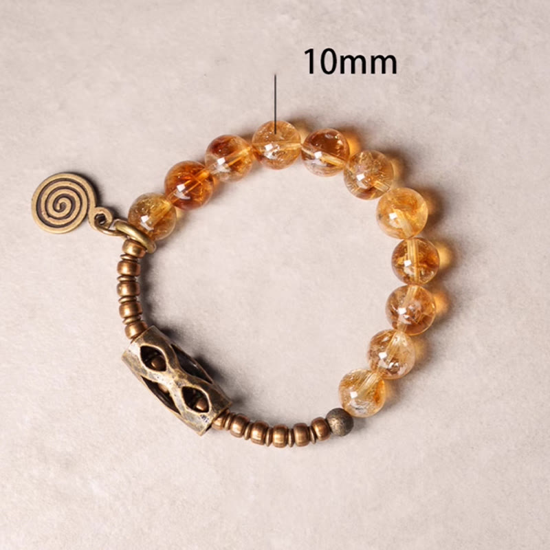 Fortune Jewel Daily Retro 10mm Citrine Beads Protection Bracelet