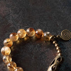 Fortune Jewel Daily Retro 10mm Citrine Beads Protection Bracelet