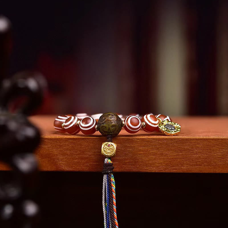 Buddha Stones Tibetan Zakiram Red Agate Confidence Bracelet