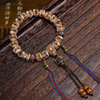 Fortune Jewel Tibetan Camel Bone Garuda Carved Protection Tassel Bracelet