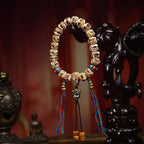 Fortune Jewel Tibetan Camel Bone Garuda Carved Protection Tassel Bracelet
