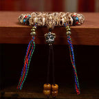Fortune Jewel Tibetan Camel Bone Garuda Carved Protection Tassel Bracelet