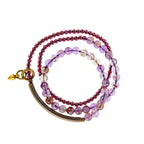 Fortune Jewel Retro 6mm Amethyst 4mm Garnet Multilayer Balance Bracelet
