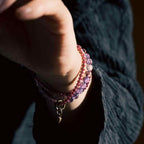 Fortune Jewel Retro 6mm Amethyst 4mm Garnet Multilayer Balance Bracelet