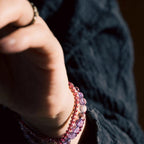 Fortune Jewel Retro 6mm Amethyst 4mm Garnet Multilayer Balance Bracelet
