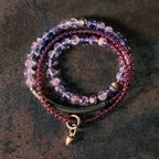 Fortune Jewel Retro 6mm Amethyst 4mm Garnet Multilayer Balance Bracelet