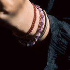 Fortune Jewel Retro 6mm Amethyst 4mm Garnet Multilayer Balance Bracelet