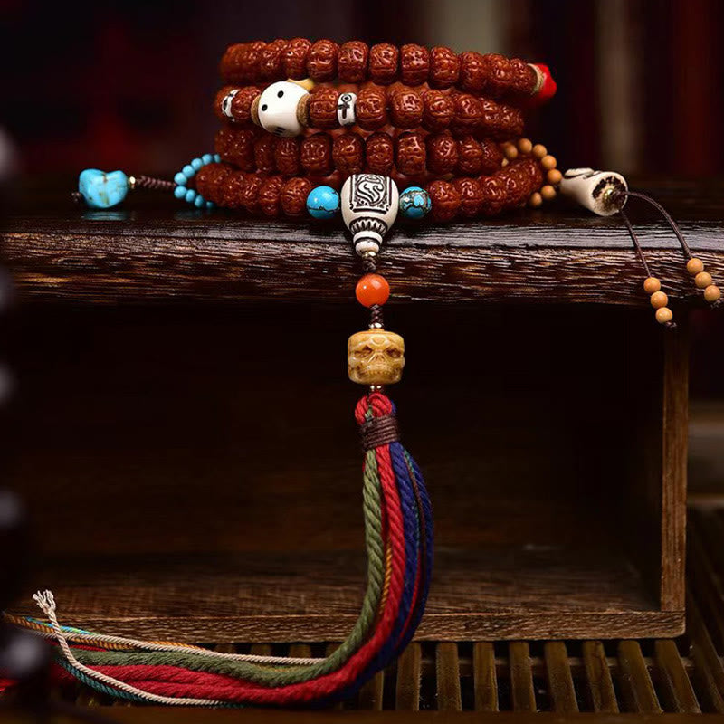 Fortune Jewel 108 Beads Rudraksha Bodhi Seed Wealth Tassel Mala