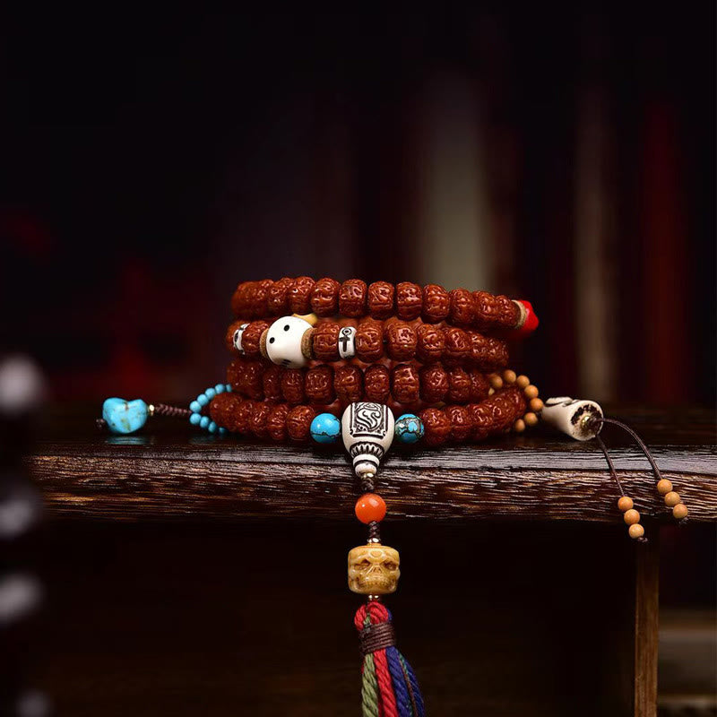 Fortune Jewel 108 Beads Rudraksha Bodhi Seed Wealth Tassel Mala