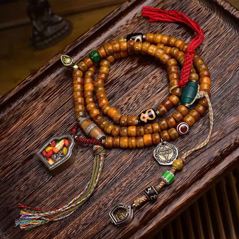 Fortune Jewel Tibetan 108 Beads Camel Bone Luck Tassel Mala