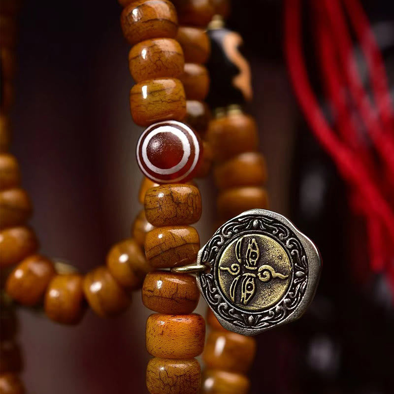 Fortune Jewel Tibetan 108 Beads Camel Bone Luck Tassel Mala