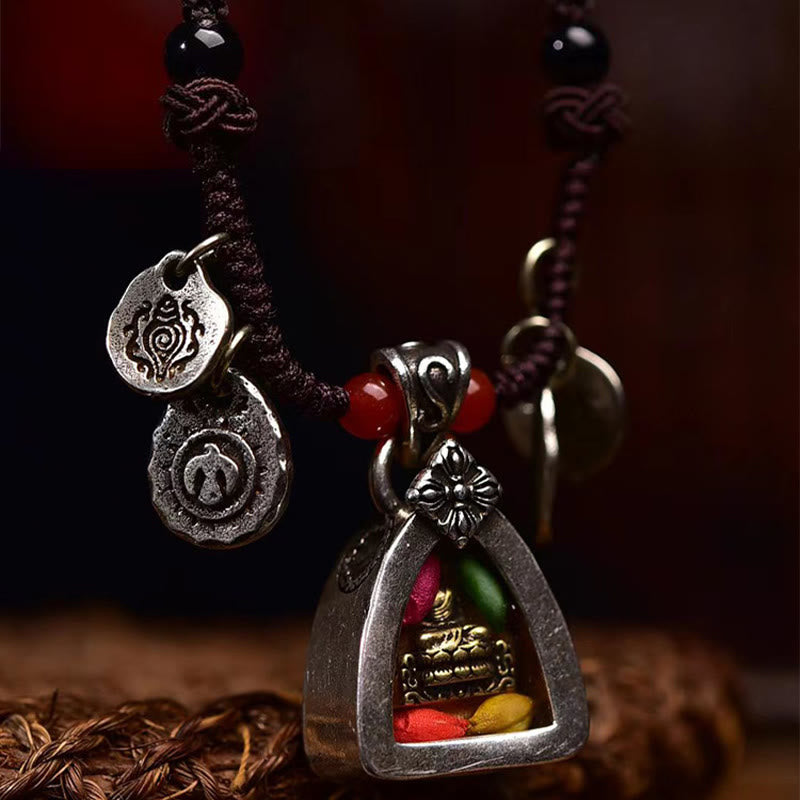 Fortune Jewel Tibetan Medicine Buddha Compassion Braided Rope Necklace Pendant