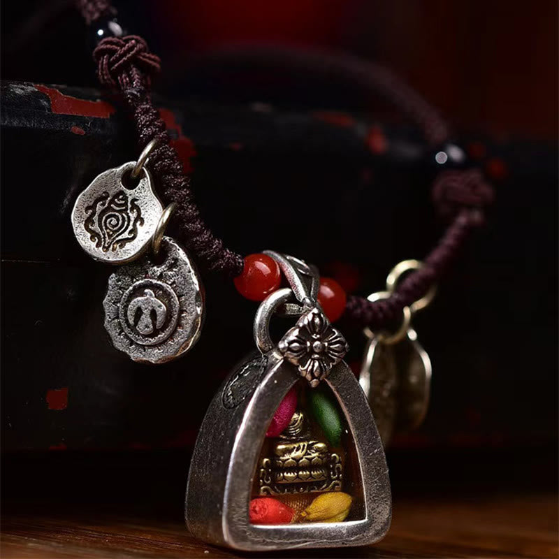 Fortune Jewel Tibetan Medicine Buddha Compassion Braided Rope Necklace Pendant