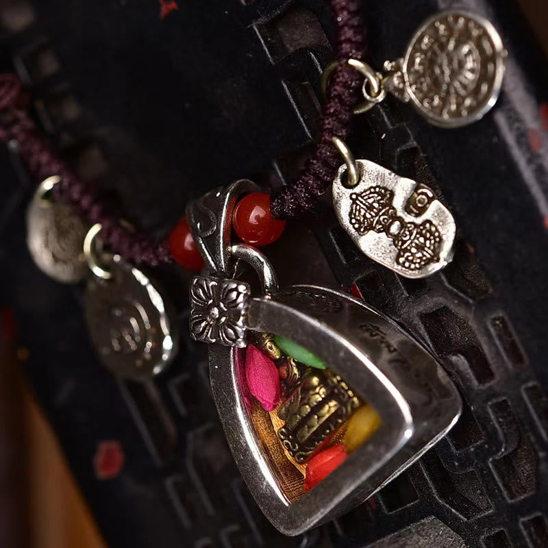 Fortune Jewel Tibetan Medicine Buddha Compassion Braided Rope Necklace Pendant