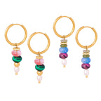 Fortune Jewel Tibetan Marnyi Stone Design Natural Red Agate Pearl Confidence Titanium Steel Earrings