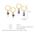 Fortune Jewel Tibetan Marnyi Stone Design Natural Red Agate Pearl Confidence Titanium Steel Earrings