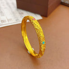 Fortune Jewel Copper Plated Gold Flowers Leaves Luck Bracelet Bangle