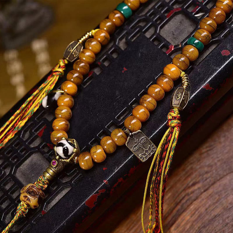 Fortune Jewel Tibetan 108 Beads Bone Beads Dzi Bead Keep Away Evil Spirits Mala
