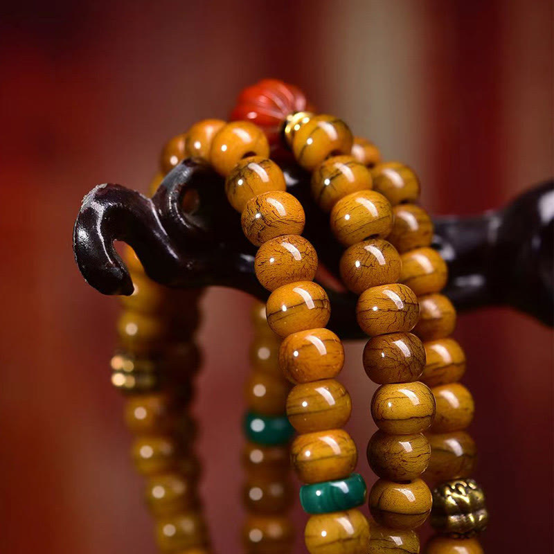 Fortune Jewel Tibetan 108 Beads Bone Beads Dzi Bead Keep Away Evil Spirits Mala