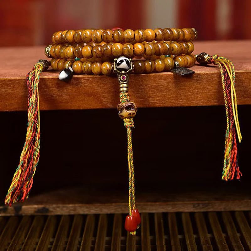 Fortune Jewel Tibetan 108 Beads Bone Beads Dzi Bead Keep Away Evil Spirits Mala