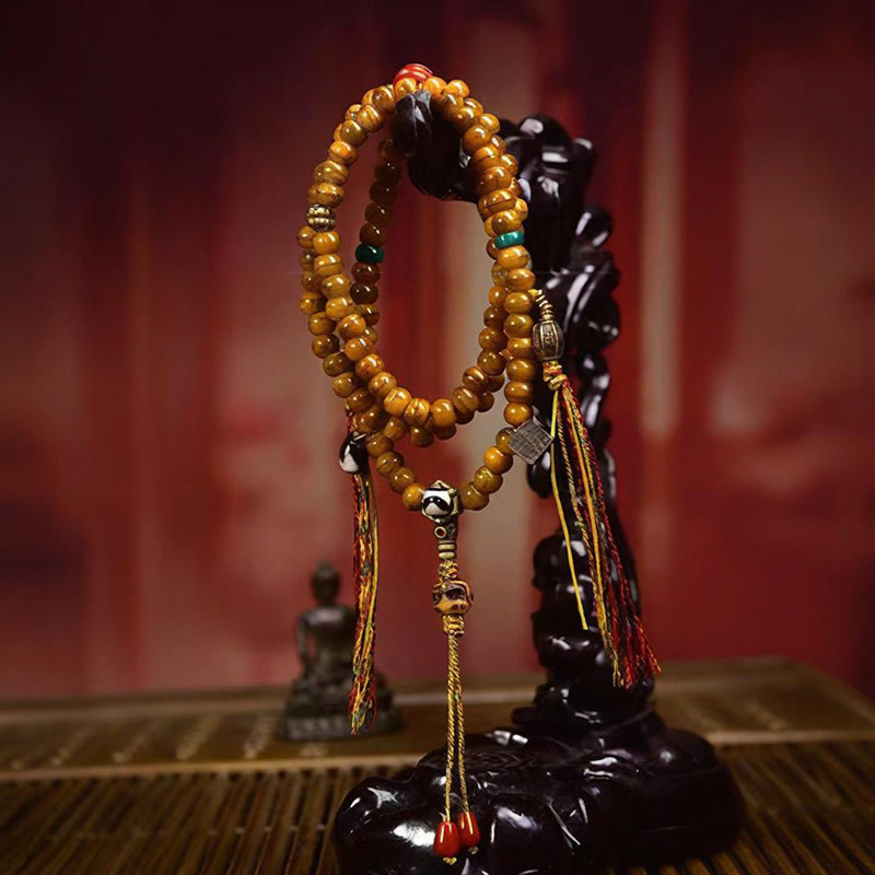 Fortune Jewel Tibetan 108 Beads Bone Beads Dzi Bead Keep Away Evil Spirits Mala