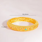 Fortune Jewel Copper Plated Gold Flowers Vine Pattern Luck Bracelet Bangle 2.44 IN (62 MM)