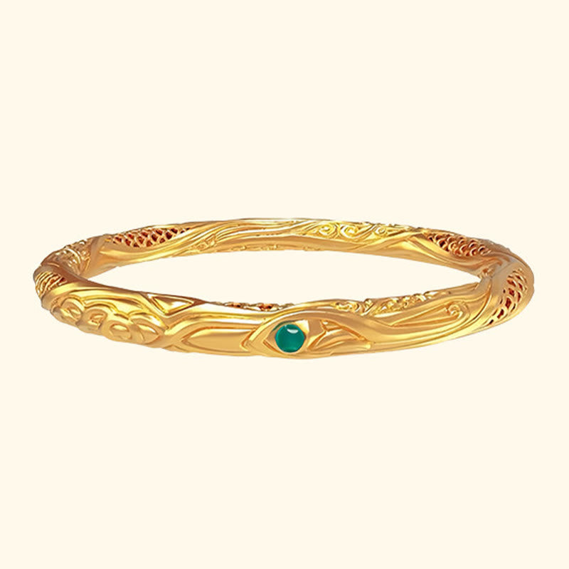 Fortune Jewel 999 Sterling Silver Golden Flower Hollow Design Blessing Bracelet Bangle