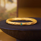 Fortune Jewel 999 Sterling Silver Golden Flower Hollow Design Blessing Bracelet Bangle