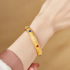 Fortune Jewel 925 Sterling Silver Golden Auspicious Clouds Hollow Design Protection Bracelet Bangle 2.20 IN (56 MM)