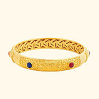 Fortune Jewel 925 Sterling Silver Golden Auspicious Clouds Hollow Design Protection Bracelet Bangle 2.20 IN (56 MM)