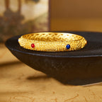 Fortune Jewel 925 Sterling Silver Golden Auspicious Clouds Hollow Design Protection Bracelet Bangle 2.20 IN (56 MM)
