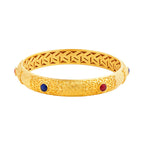 Fortune Jewel 925 Sterling Silver Golden Auspicious Clouds Hollow Design Protection Bracelet Bangle 2.20 IN (56 MM)