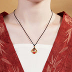 Fortune Jewel 925 Sterling Silver Plum Blossom Cat Four Leaf Clover Blessing Necklace Pendant