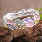 Fortune Jewel Colorful Leaves Alloy Luck Elastic Bracelet Bangle