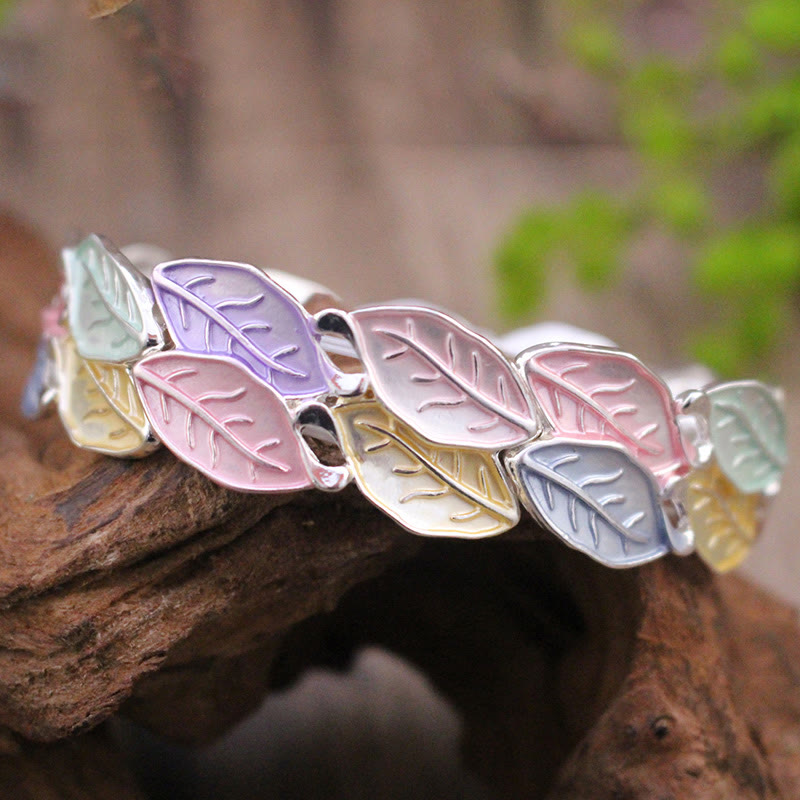 Fortune Jewel Colorful Leaves Alloy Luck Elastic Bracelet Bangle