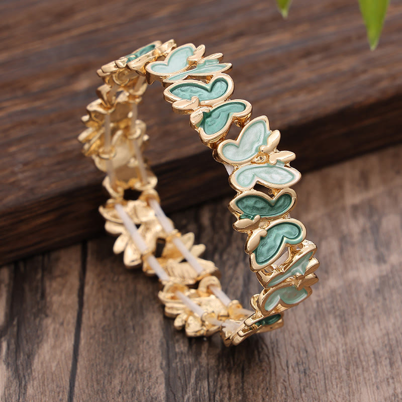 Fortune Jewel Colorful Butterfly Freedom Alloy Elastic Bracelet Bangle