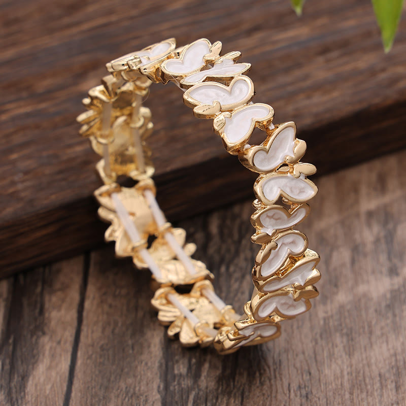 Fortune Jewel Colorful Butterfly Freedom Alloy Elastic Bracelet Bangle