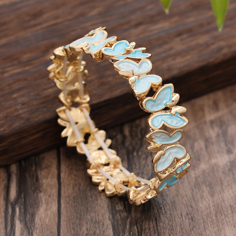 Fortune Jewel Colorful Butterfly Freedom Alloy Elastic Bracelet Bangle